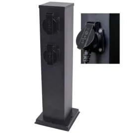 slupek-ogrodowy-zewnetrzny-stojacy-230v-40cm-2x-gniazdo-sieciowe-czarny