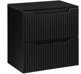 czarna-szafka-pod-umywalke-z-blatem-60-cm-wiszaca-ryflowane-fronty-szuflady