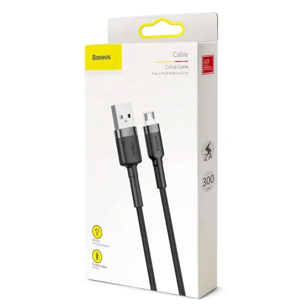 baseus-cafule-micro-usb-kabel-przewod-300cm-grey-black-stan-nowy