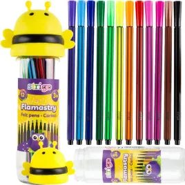 strigo-flamastry-szkolne-pisaki-cienkie-cienkopisy-12-kolorow-pszczolka-etu