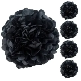 pompony-papierowe-czarne-dekoracje-18-urodziny-pompon-z-bibuly-ozdoby