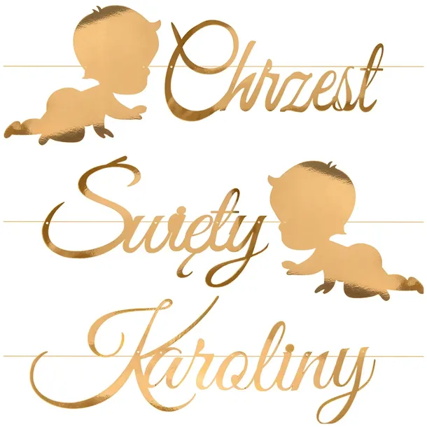 BANER na CHRZEST święty ZŁOTY napis z PERSONALIZACJĄ dekoracje na ścianę