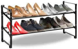 polka-na-buty-rozsuwana-stojak-regal-metalowy-2-poziomy-szeroki-loft-czarny