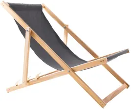 lezak-plazowy-ogrodowy-drewniany-skladany-woodok-ciemno-szara-tkanina