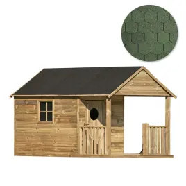 drewniany-domek-ogrodowy-dla-dzieci-szymon-duzy-zielony-gont-zestaw