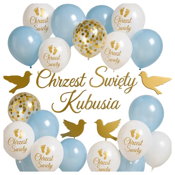 BANER CHRZEST Święty Dekoracje Girlanda Balonowa na HEL Konfetti Topper