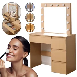 toaletka-lustrzana-dt07-led-3-barwy-swiatla-duze-lustro-4-szuflady-dab