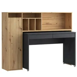 biurko-z-regalem-na-ksiazki-regal-mlodziezowy-z-biurkiem-z-szufladami-szare