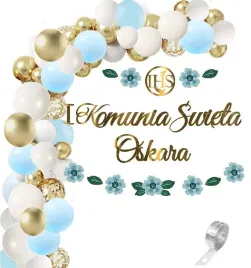 komunia-balony-dekoracje-na-komunie-baner-kwiaty-imie