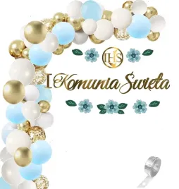 komunia-balony-dekoracje-na-komunie-baner-kwiaty