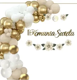 komunia-balony-dekoracje-na-komunie-baner-kwiaty-bez