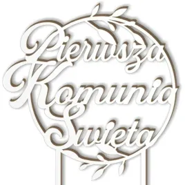 ozdoba-topper-na-tort-bialy-pierwsza-komunia-swieta-kolo-napis
