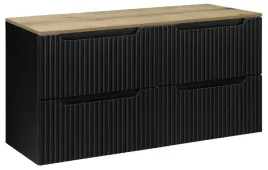 czarna-szafka-pod-umywalke-blat-dab-120-cm-wiszaca-ryflowane-fronty-4s