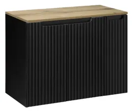 czarna-szafka-pod-umywalke-blat-dab-80-cm-wiszaca-ryflowane-fronty-3-drzwi