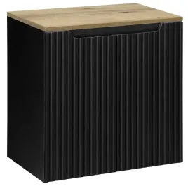 czarna-szafka-pod-umywalke-blat-dab-60-cm-wiszaca-ryflowane-fronty-2-drzwi