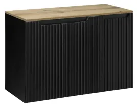 czarna-szafka-pod-umywalke-blat-dab-90-cm-wiszaca-ryflowane-fronty-3-drzwi