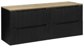 czarna-szafka-pod-umywalke-blat-dab-160-cm-wiszaca-ryflowane-fronty-4s
