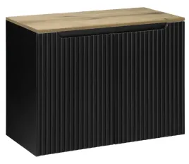 czarna-szafka-pod-umywalke-blat-oak-80-cm-wiszaca-ryflowane-fronty-2-drzwi