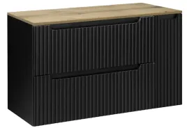 czarna-szafka-pod-umywalke-blat-dab-100-cm-wiszaca-ryflowane-fronty-1d2s