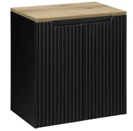 czarna-szafka-pod-umywalke-blat-oak-50-cm-wiszaca-ryflowane-fronty-2-drzwi