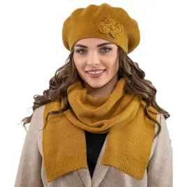 komplet-na-zime-cieply-beret-i-szalik-miodowy-vivisence-7006kmpl