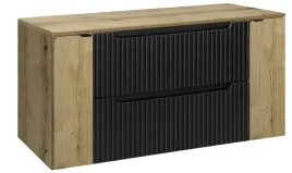 czarna-szafka-pod-umywalke-dab-blat-120-cm-wiszaca-ryflowane-fronty-2d2s