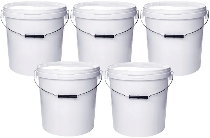 5x POJEMNIK Wiadro plastikowe 20 Litr Białe na ŻYWNOŚĆ!