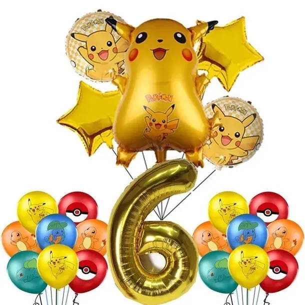 Balony Pokemon Duży Zestaw Balon Urodzinowy 18 szt. 6 Urodziny