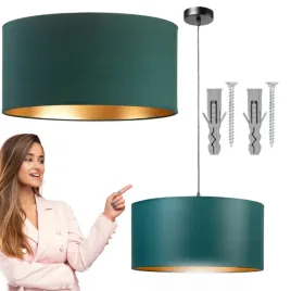 lampa-wiszaca-pojedyncza-loft-40cm-abazur-zielony-zloty