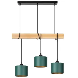 lampa-wiszaca-belka-drewniana-buk-3x-16cm-abazur-zielony-zloty