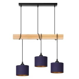 lampa-wiszaca-belka-drewniana-buk-3x-16cm-abazur-granatowy-zloty