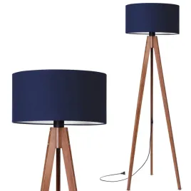 lampa-stojaca-podlogowa-trojnog-drewniany-orzech-abazur-granatowy