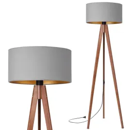 lampa-stojaca-podlogowa-trojnog-drewniany-orzech-abazur-szary-zloty