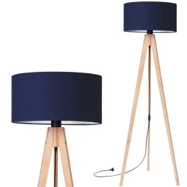 lampa-stojaca-podlogowa-trojnog-drewniany-buk-abazur-granatowy