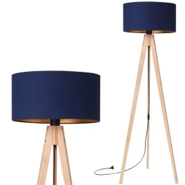 lampa-stojaca-podlogowa-trojnog-drewniany-buk-abazur-granatowy-zloty