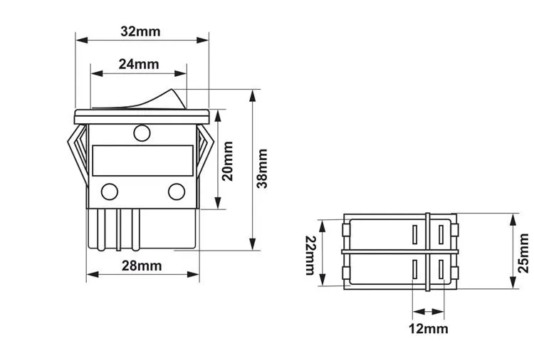wlacznik-rocker-4-pin-red
