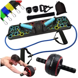 zestaw-do-treningu-w-domu-deska-do-pompek-gumy-oporowe-kolko-ab-wheel