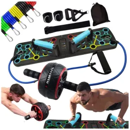 zestaw-do-treningu-w-domu-deska-do-pompek-gumy-oporowe-kolko-ab-wheel