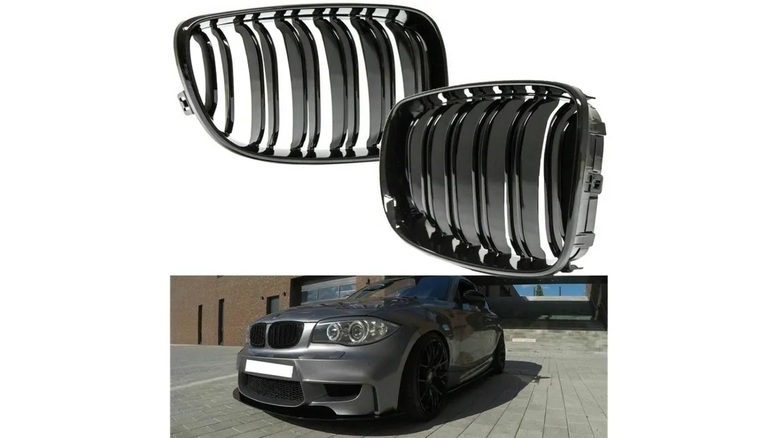 grill-bmw-1-e81-e82-e87-e88-facelift-podwojne-zeberka-gloss-black-stan-nowy