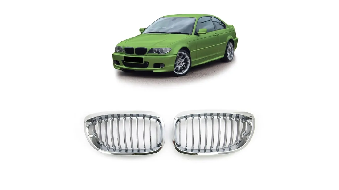 grill-bmw-3-e46-facelift-pojedyncze-zeberka-chrome-stan-nowy