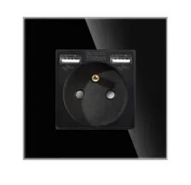 gniazdko-szklane-pojedyncze-2x-usb-a-kontakt-16a