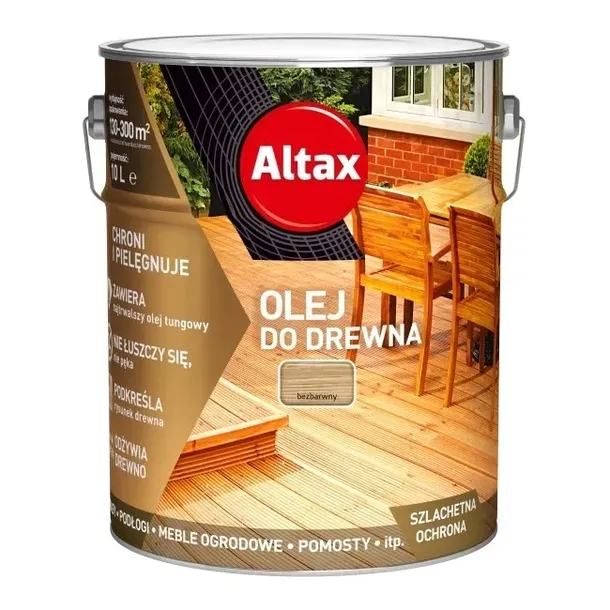 ALTAX Olej do Drewna do tarasów meble ogrodowe podłogi 10l BEZBARWNY