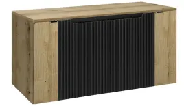 czarna-szafka-pod-umywalke-blat-dab-120-cm-wiszaca-ryflowane-fronty-4-drzwi