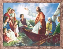 obraz-jezus-nauczajacy-z-lodzi-rama-brazowa-z-przetarciami-50-cm-x-70-cm