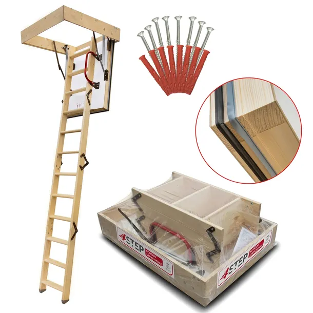 Schody Strychowe NORDIC 90x80 0,44 W/m2K Dodatkowa Uszczelka Wkręty GRATIS