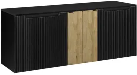 czarna-szafka-pod-umywalke-blat-160-cm-wiszaca-dab-ryflowane-fronty-6-drzwi