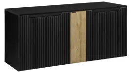 czarna-szafka-pod-umywalke-blat-140-cm-wiszaca-dab-ryflowane-fronty-5-drzwi