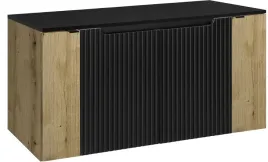 czarna-szafka-pod-umywalke-blat-120-cm-wiszaca-dab-ryflowane-fronty-4-drzwi