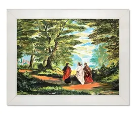 obraz-religijny-droga-do-emaus-rama-biala-20-cm-x-25-cm