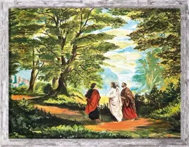 obraz-religijny-droga-do-emaus-rama-szara-z-przetarciami-50-cm-x-70-cm